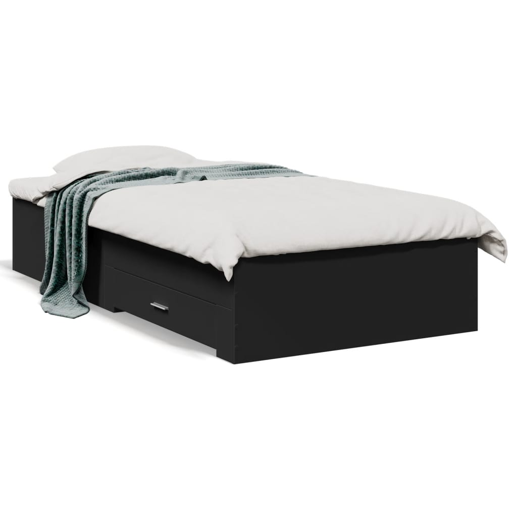 Estrutura cama c/ gavetas 90x190 cm derivados de madeira preto