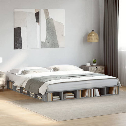 Estrutura de cama 180x200 cm derivados de madeira cinza sonoma