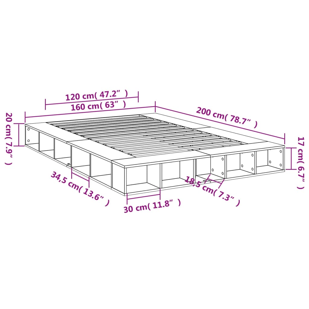 Estrutura de cama 160x200 cm derivados de madeira branco