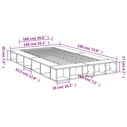 Estrutura cama 140x190 cm derivados de madeira cinzento sonoma