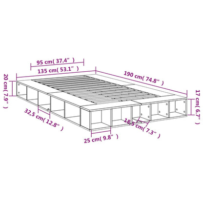 Estrutura de cama 135x190 cm derivados de madeira branco