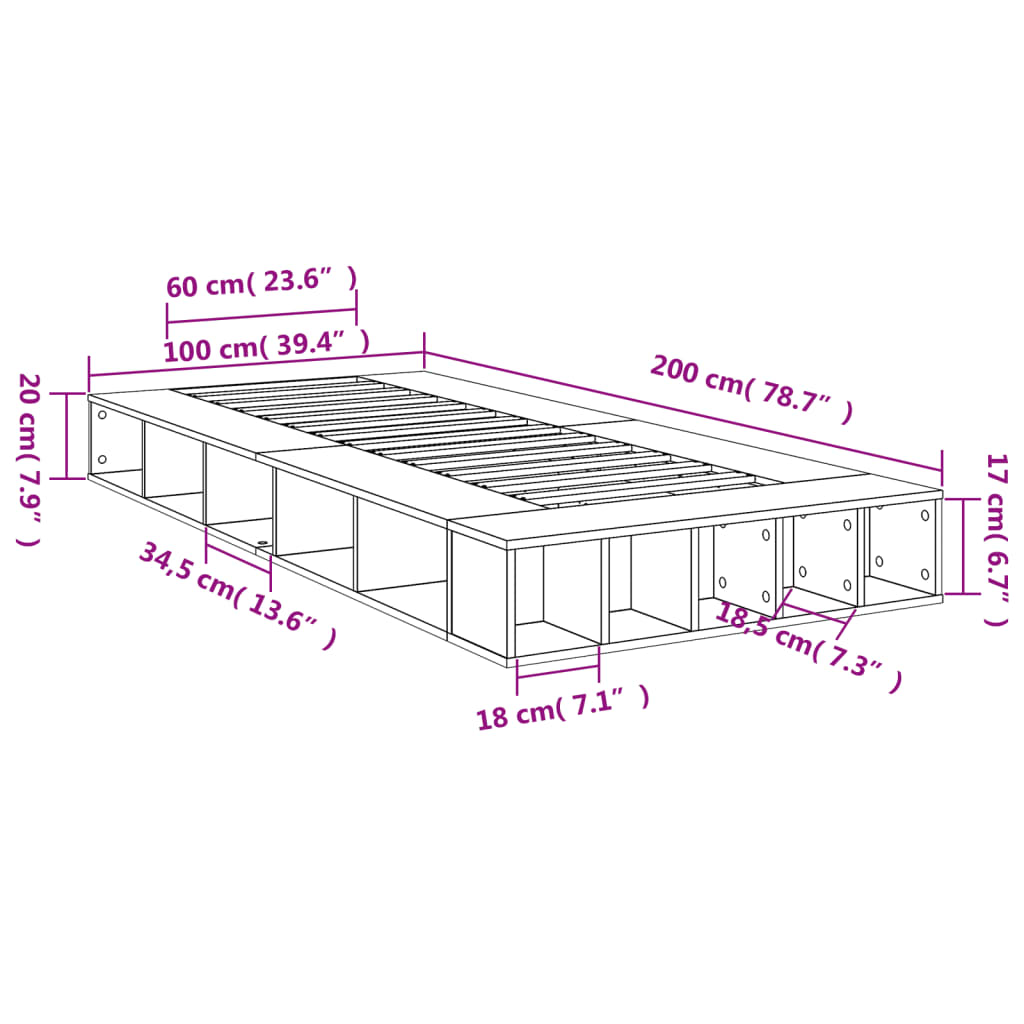 Estrutura de cama 100x200 cm derivados de madeira branco