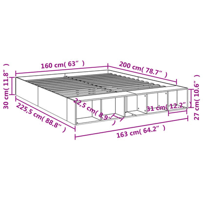 Estrutura de cama 160x200 cm derivados de madeira cinza sonoma