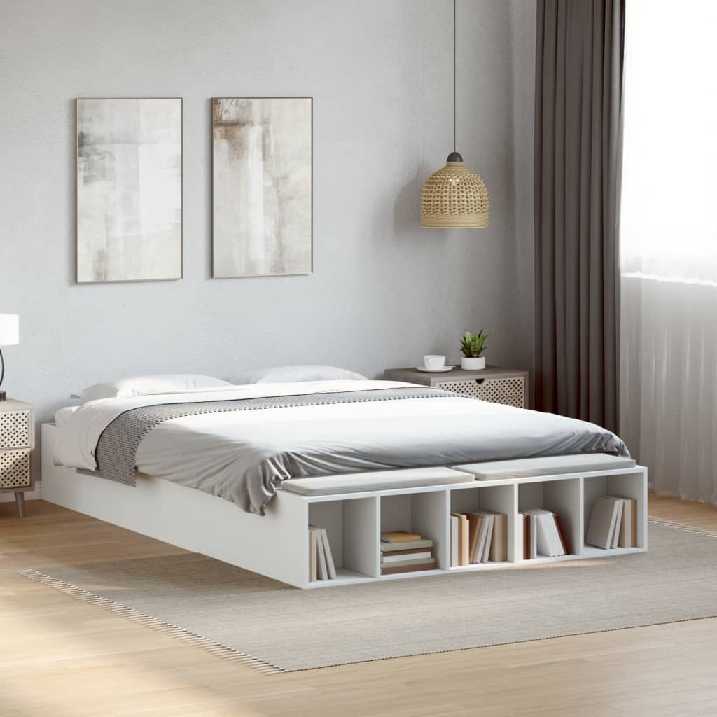 Estrutura de cama 140x190 cm derivados de madeira branco