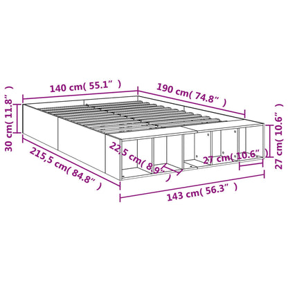 Estrutura cama 140x190 cm derivados de madeira cinzento sonoma