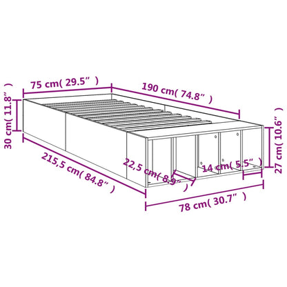 Estrutura de cama 75x190 cm derivados de madeira cinza cimento