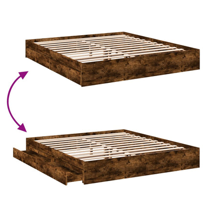 Estrutura de cama c/ gavetas derivados madeira carvalho fumado