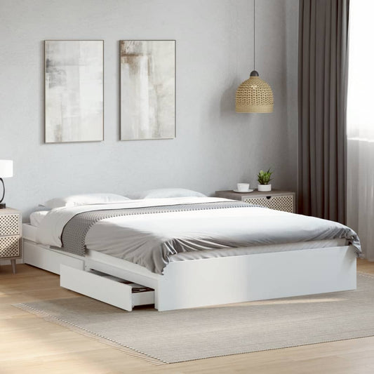 Estrutura de cama c/ gavetas 150x200cm derivados madeira branco