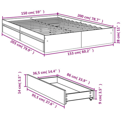 Estrutura de cama c/ gavetas 150x200cm derivados madeira branco