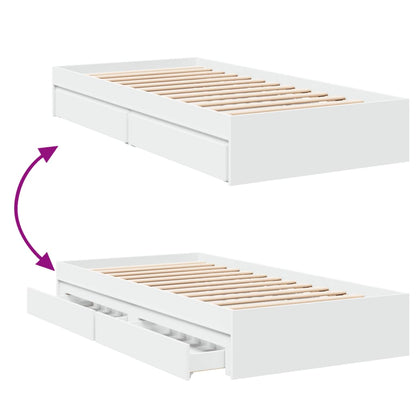 Estrutura de cama c/ gavetas 100x200cm derivados madeira branco