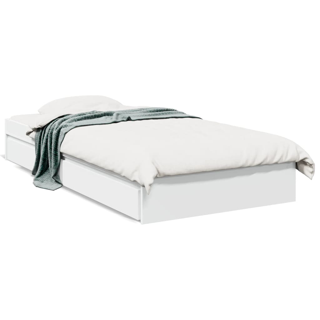 Estrutura de cama c/ gavetas 100x200cm derivados madeira branco