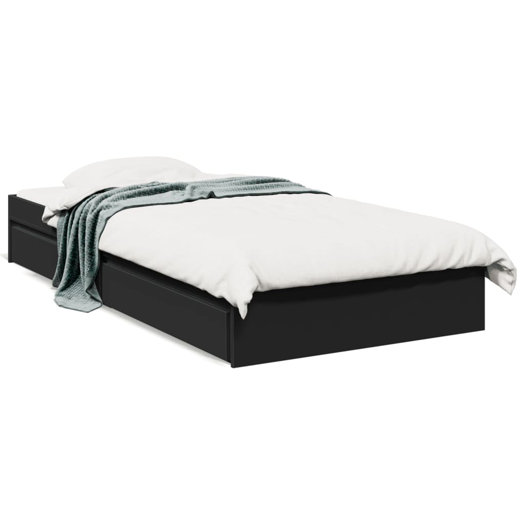 Estrutura cama c/ gavetas 90x190 cm derivados de madeira preto