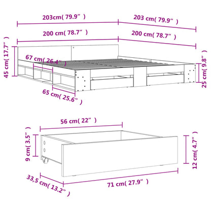 Estrutura de cama c/ gavetas 200x200cm derivados madeira branco