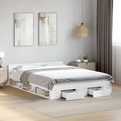 Estrutura de cama c/ gavetas 140x190cm derivados madeira branco