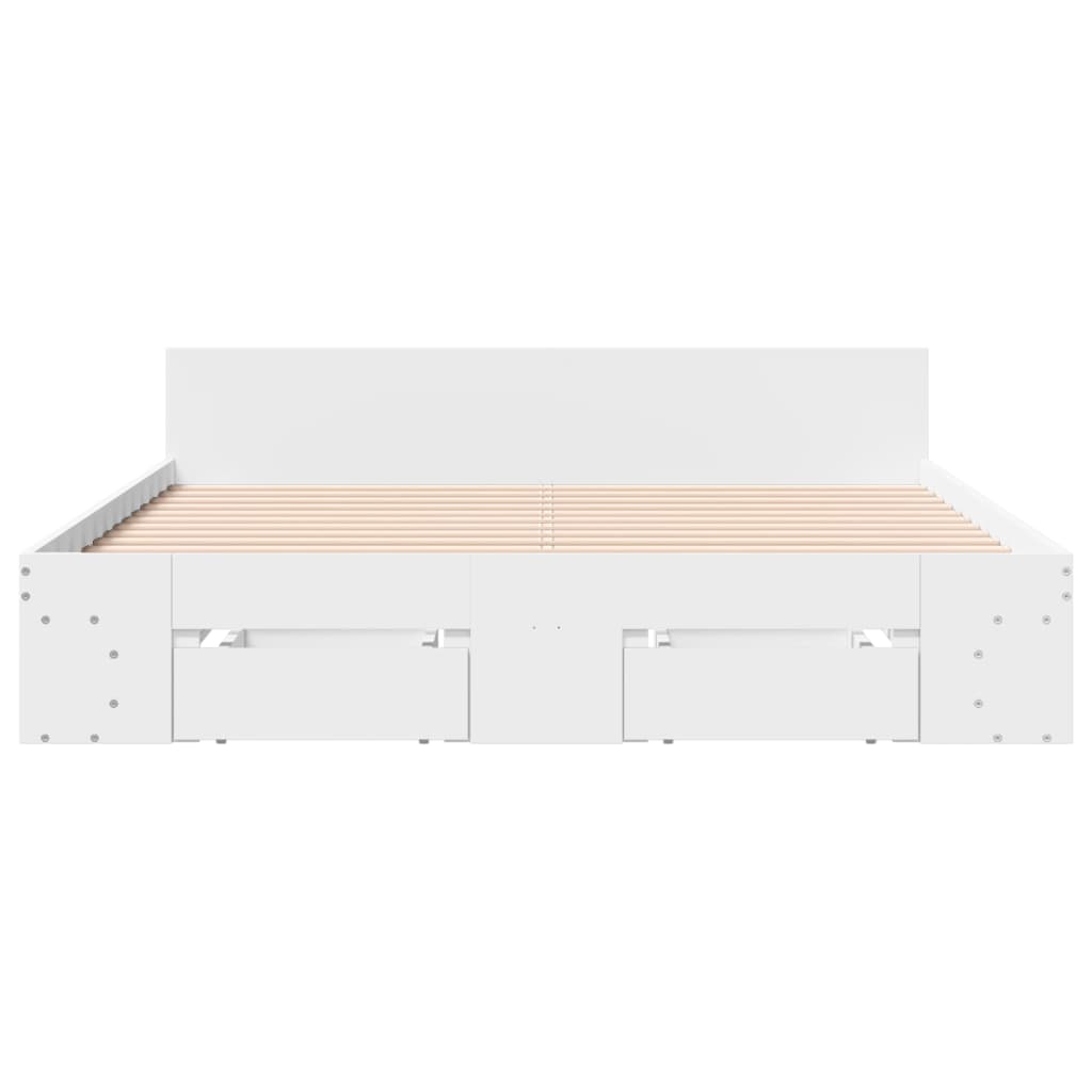 Estrutura de cama c/ gavetas 140x190cm derivados madeira branco