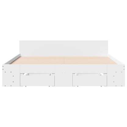 Estrutura de cama c/ gavetas 140x190cm derivados madeira branco