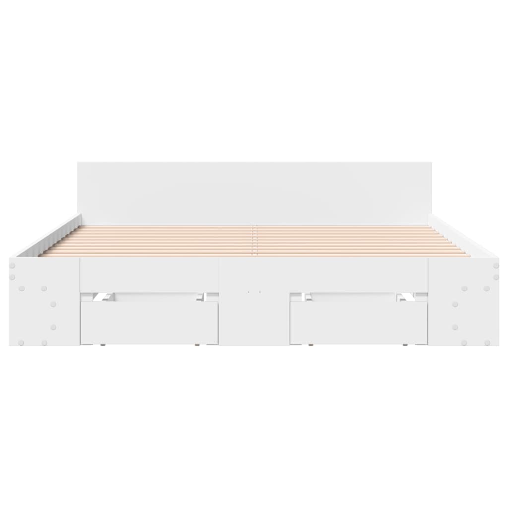 Estrutura de cama c/ gavetas 135x190cm derivados madeira branco