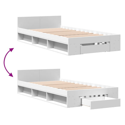 Estrutura cama c/ gaveta 90x190 cm derivados de madeira branco