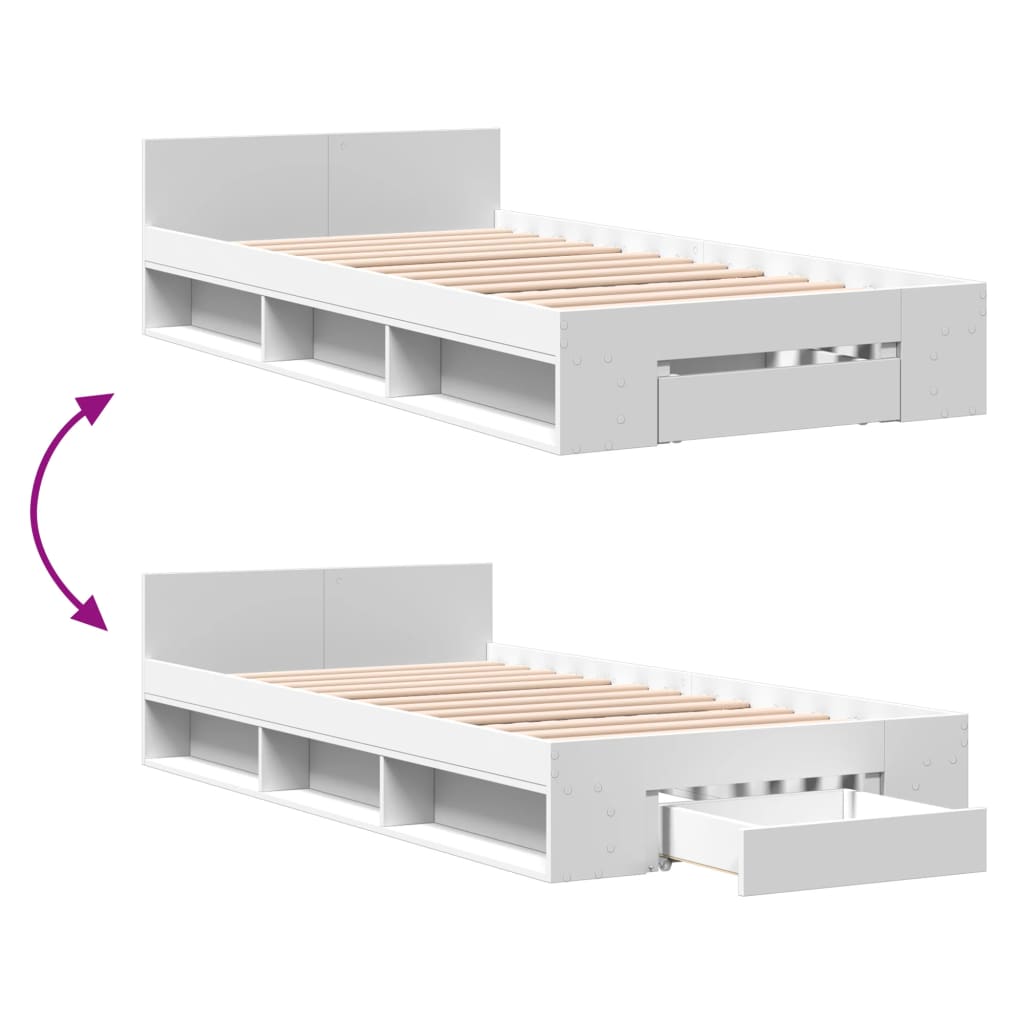 Estrutura de cama c/ gaveta 90x200 cm derivados madeira branco