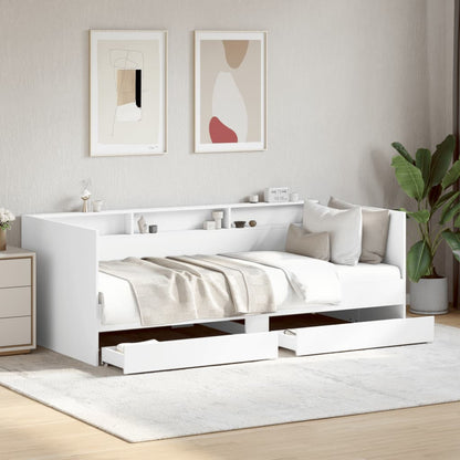 Sofá-cama c/ gavetas 75x190 cm derivados de madeira branco