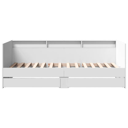 Sofá-cama c/ gavetas 75x190 cm derivados de madeira branco