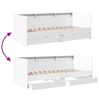 Sofá-cama c/ gavetas 75x190 cm derivados de madeira branco