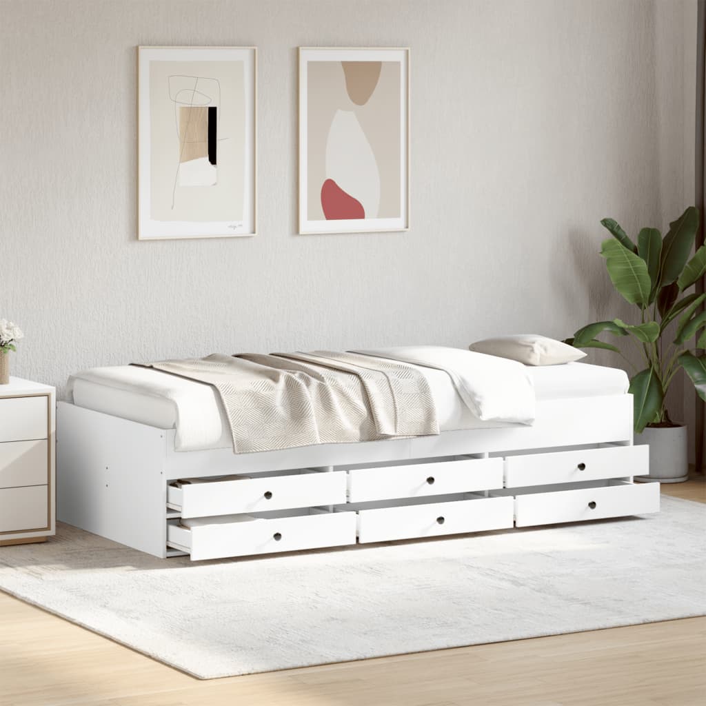 Sofá-cama c/ gavetas 90x200 cm derivados de madeira branco