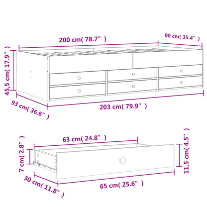 Sofá-cama c/ gavetas 90x200 cm derivados de madeira branco