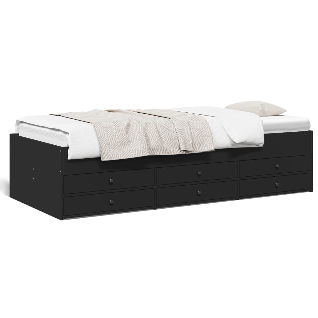 Sofá-cama c/ gavetas 75x190 cm derivados de madeira preto