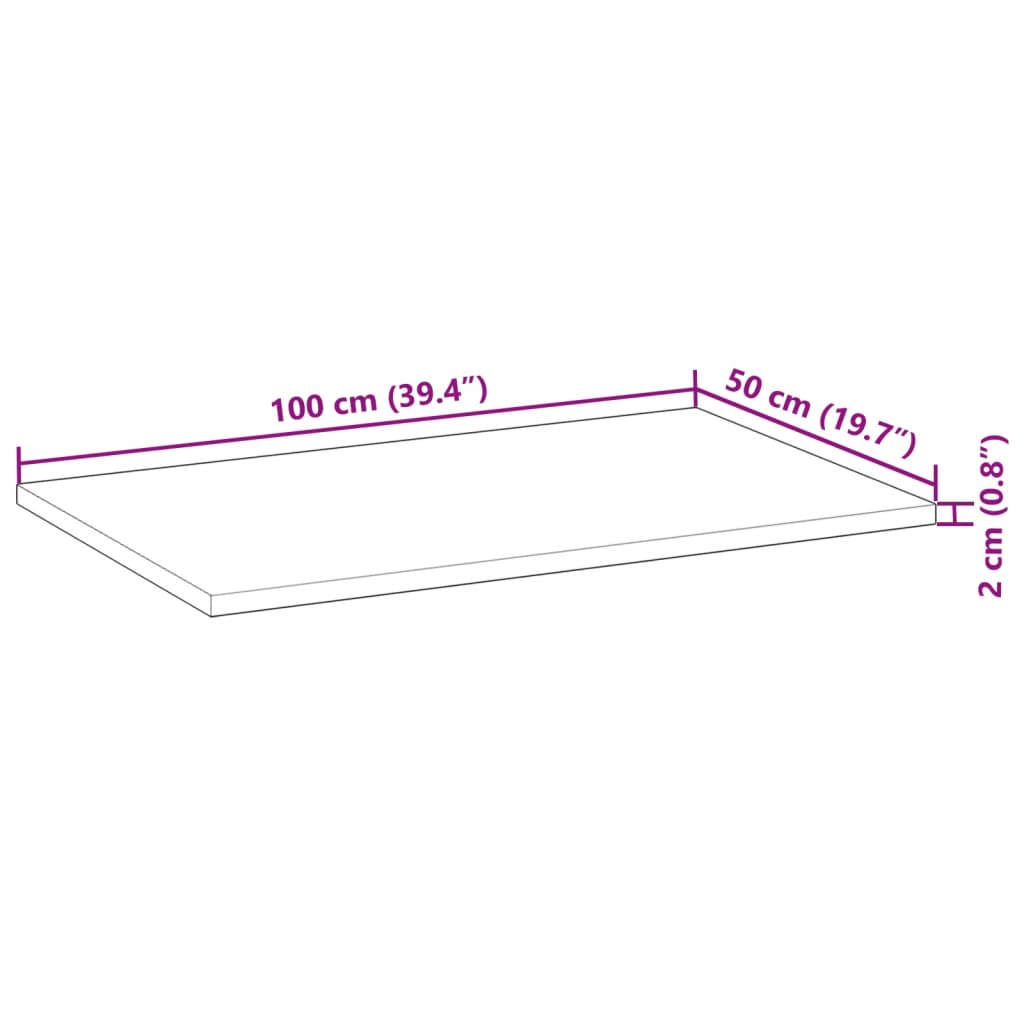 Tampo de secretária 100x50x2 cm acácia maciça não tratada