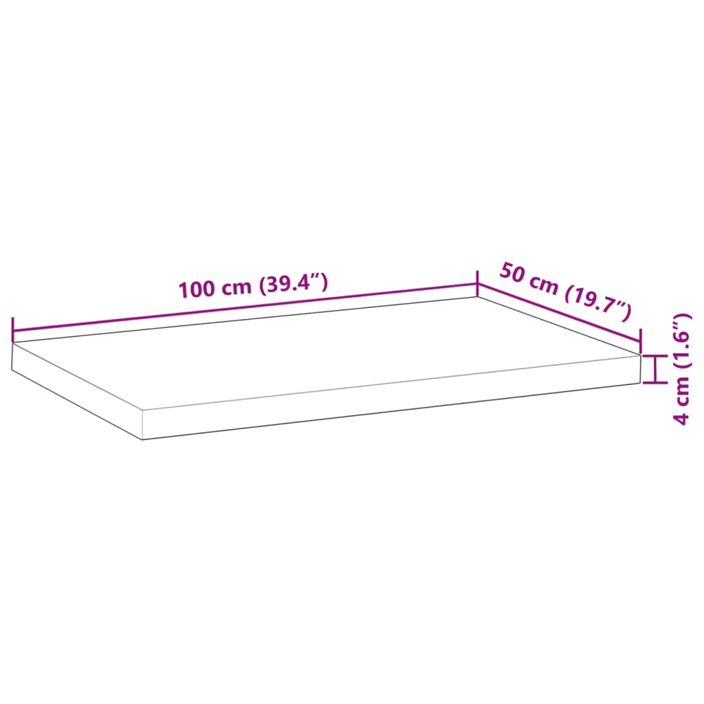 Tampo de secretária 100x50x4 cm acácia maciça não tratada