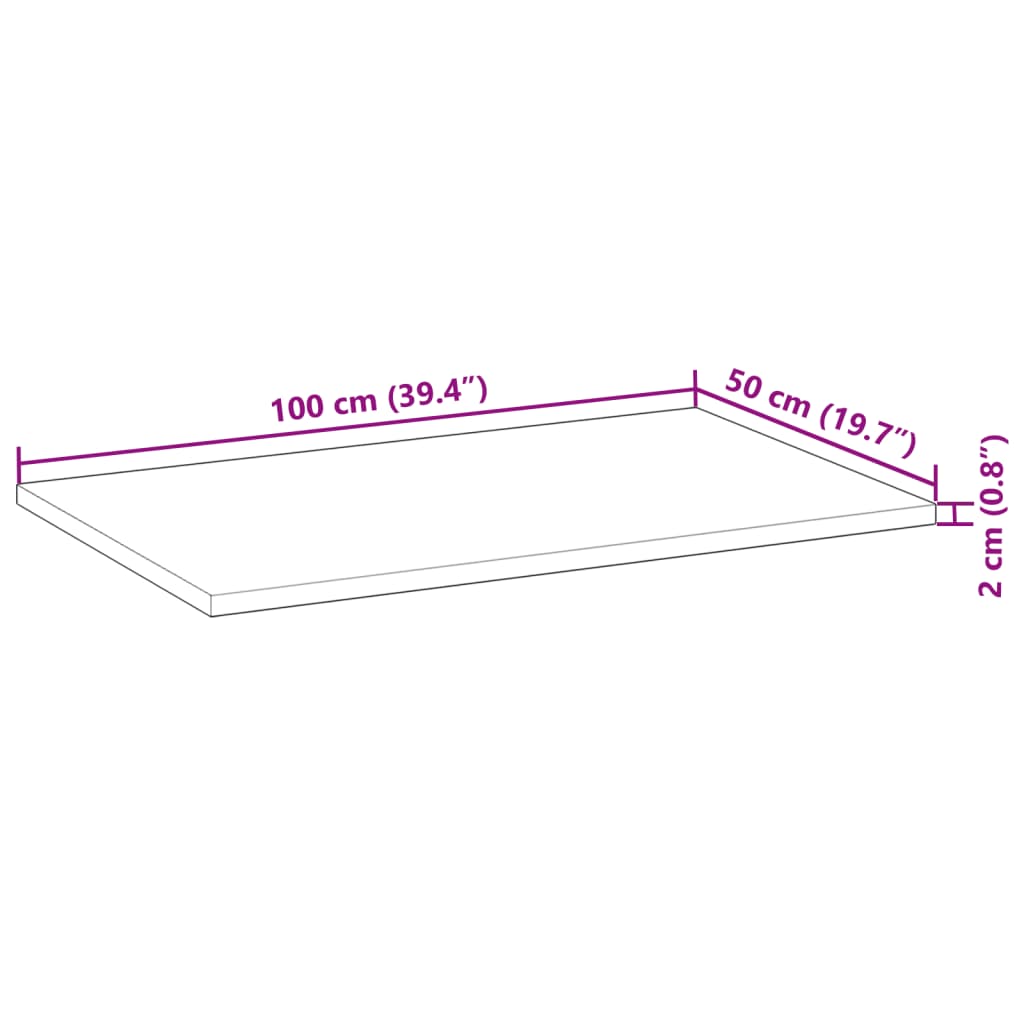 Tampo de secretária 100x50x2 cm acácia maciça acabamento a óleo