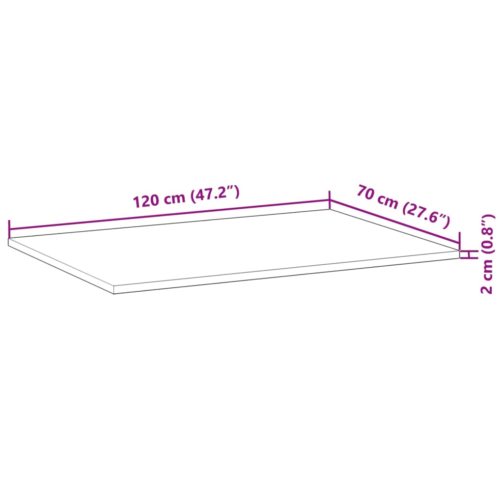 Tampo de secretária 120x70x2 cm acácia maciça acabamento a óleo