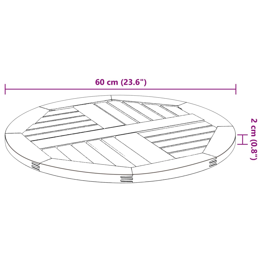 Tampo de mesa redondo Ø60x2 cm madeira de acácia maciça