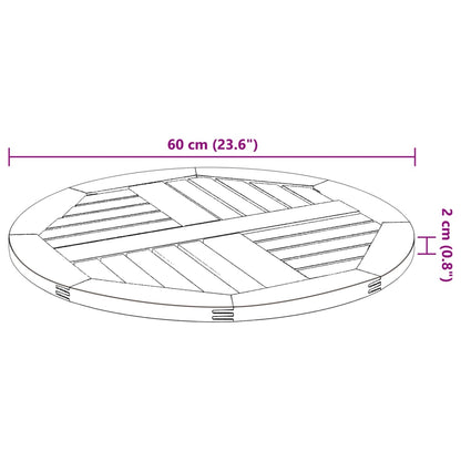 Tampo de mesa redondo Ø60x2 cm madeira de acácia maciça