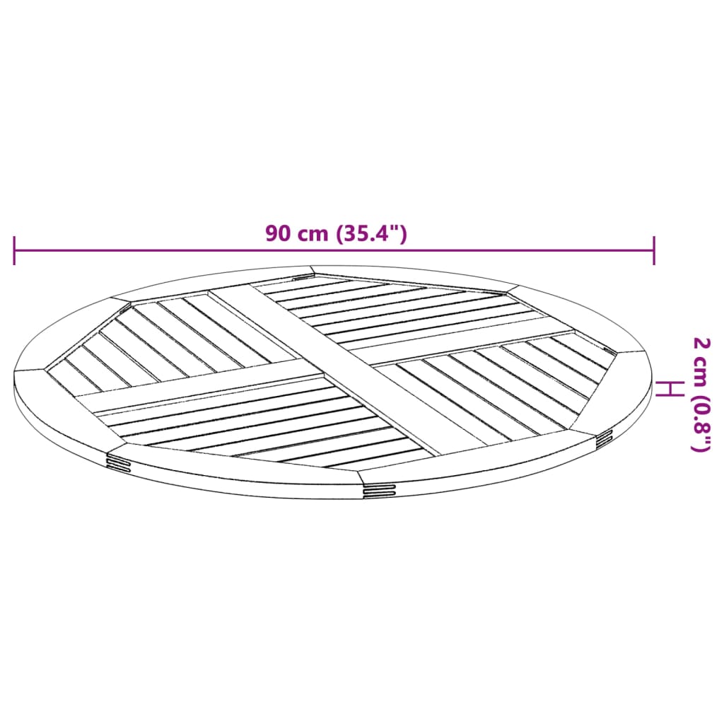 Tampo de mesa redondo Ø90x2,2 cm madeira de acácia maciça