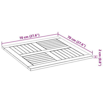 Tampo de mesa quadrado 70x70x2 cm madeira de acácia maciça