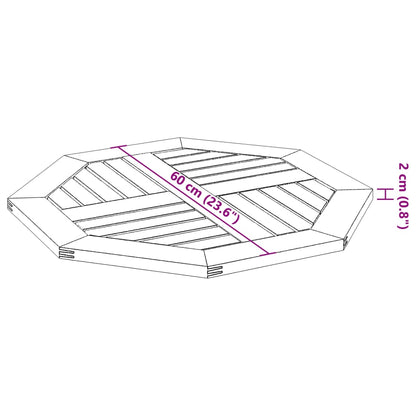 Tampo de mesa octogonal 60x60x2 cm madeira de acácia maciça