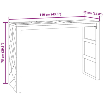 Mesa consola 110x35x75 cm madeira maciça teca