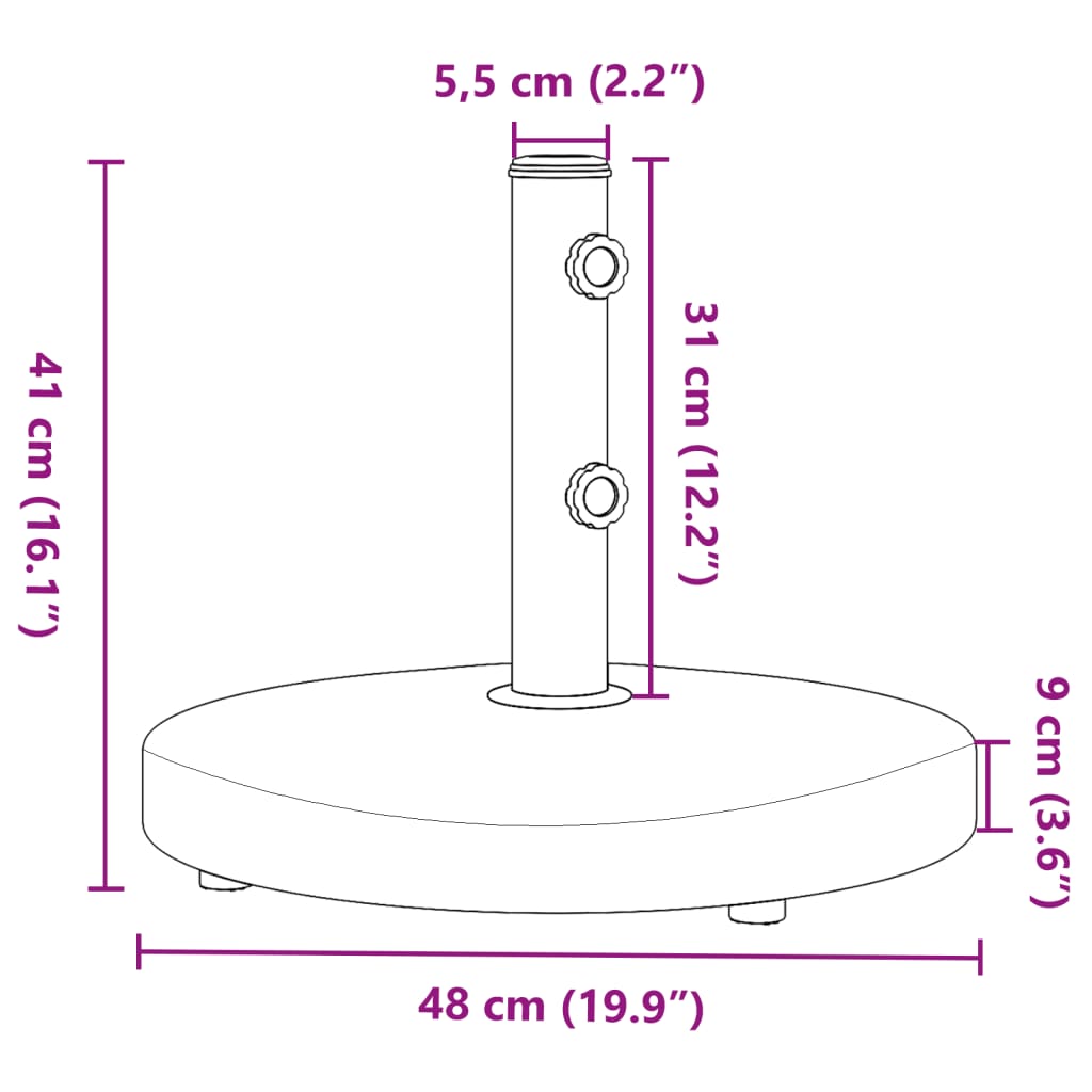 Base de guarda-sol para postes de Ø32/38/48 mm 25 kg redondo