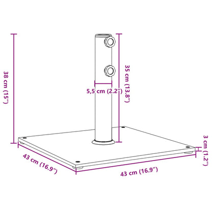 Base de guarda-sol para postes de Ø32/38/48 mm 17 kg quadrado