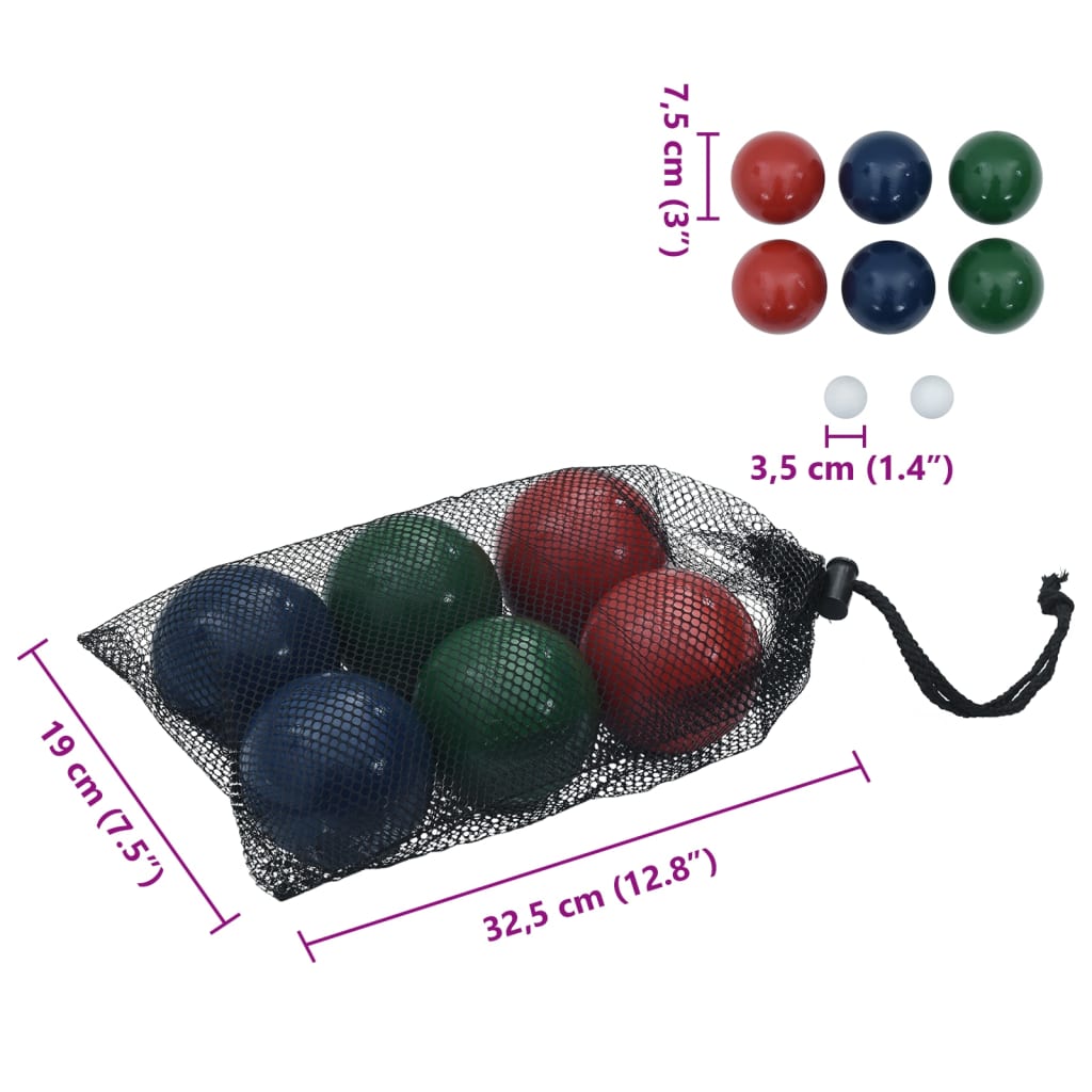 Conjunto bolas de boccia 8 pcs c/ saco transporte pinho maciço