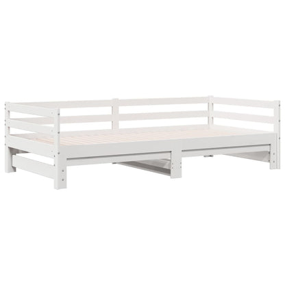 Sofá-cama com gavetão 90x200 cm madeira de pinho maciça branco