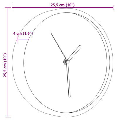 Relógio de parede Ø25,5 cm poliestireno e vidro rosa