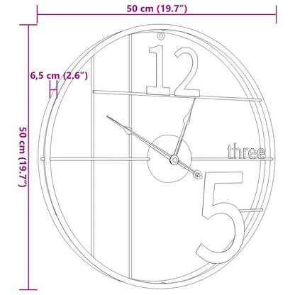 Relógio de parede Ø50 cm ferro preto