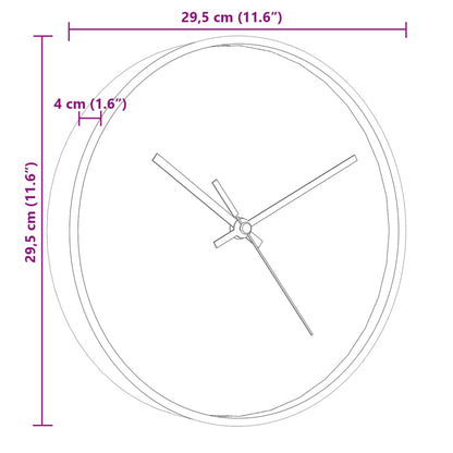 Relógio de parede Ø29,5 cm poliestireno e vidro dourado e azul