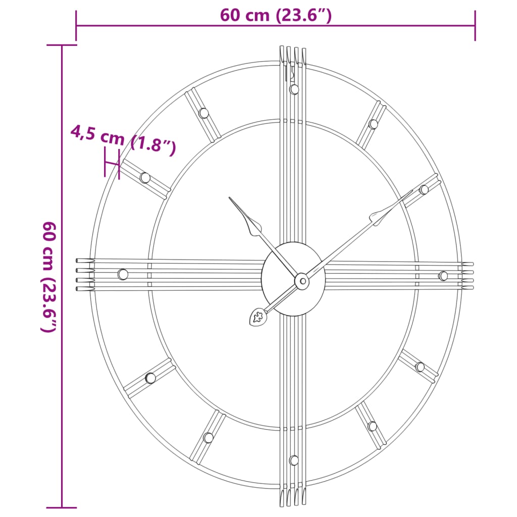 Relógio de parede Ø60 cm ferro preto