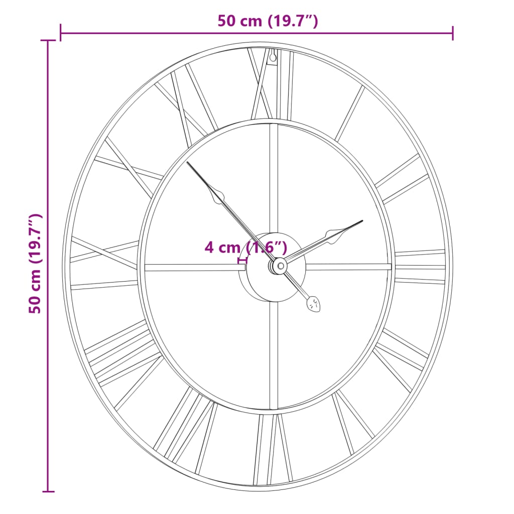 Relógio de parede Ø50 cm ferro preto