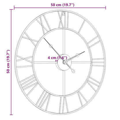 Relógio de parede Ø50 cm ferro preto