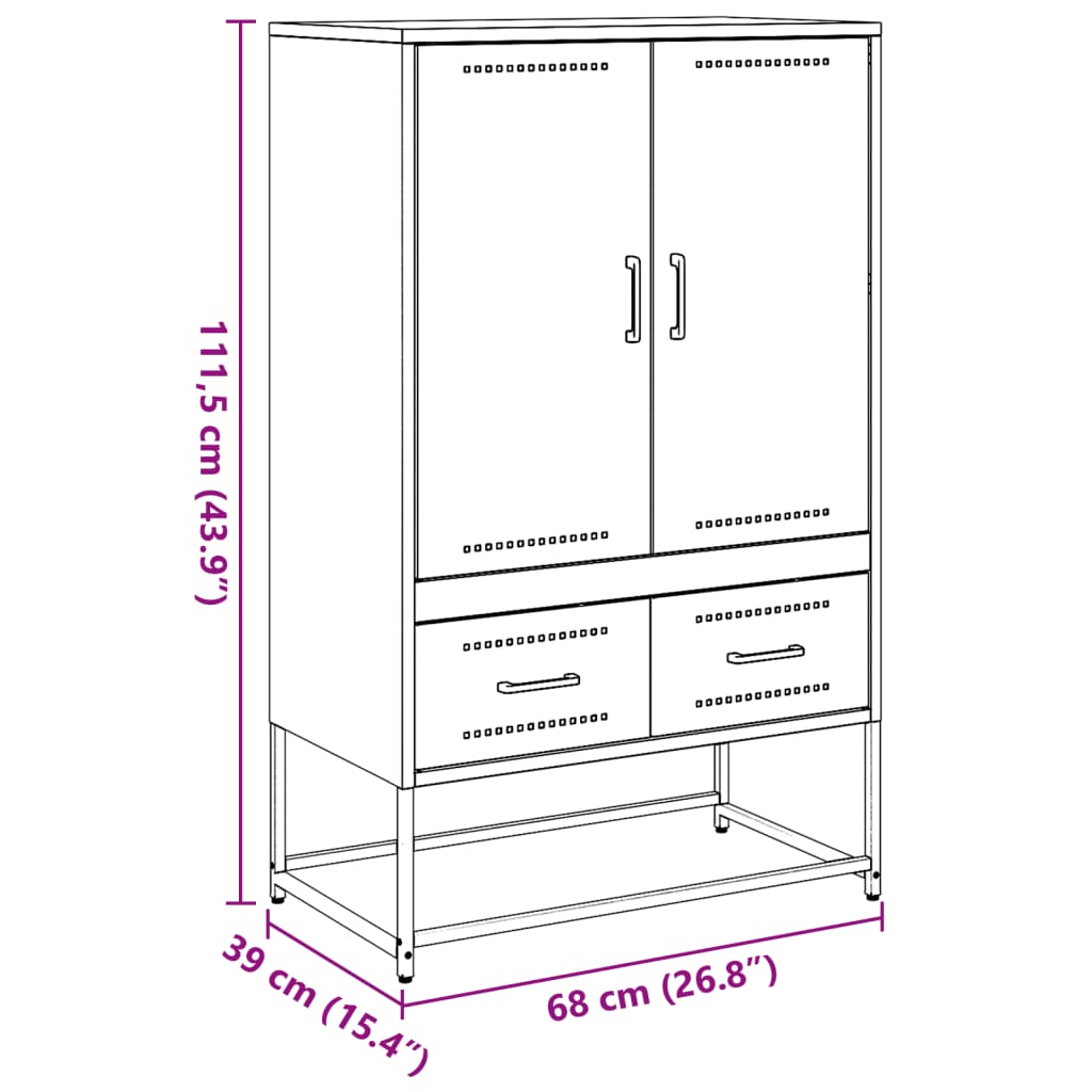 Móvel alto 68x39x111,5 cm aço laminado a frio rosa